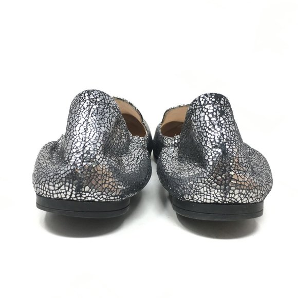 Women's Prada Slip On Loafers Flats Shoe Size 40 EU/10 US Silver Crackle Leather - Picture 7 of 10